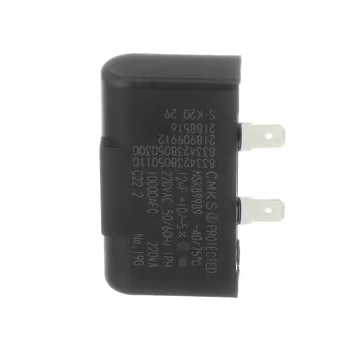 Close-up of part number label 218909912 on capacitor