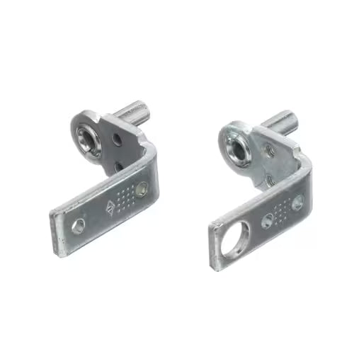 Refrigerator freezer lower door hinge set 8201707 installed on Whirlpool model