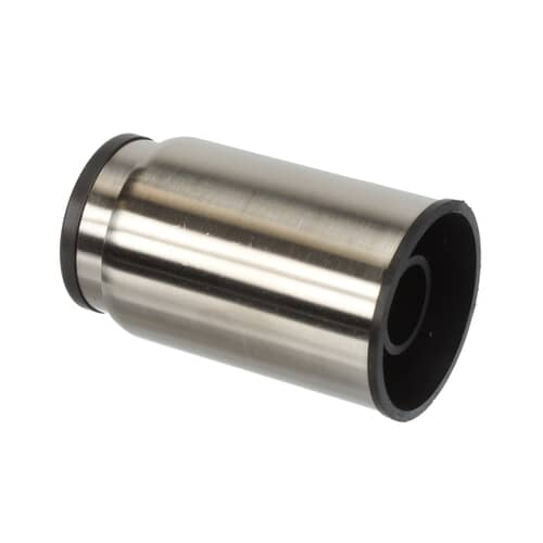 The back view of a black control knob clearly showing the D-shaped shaft opening.