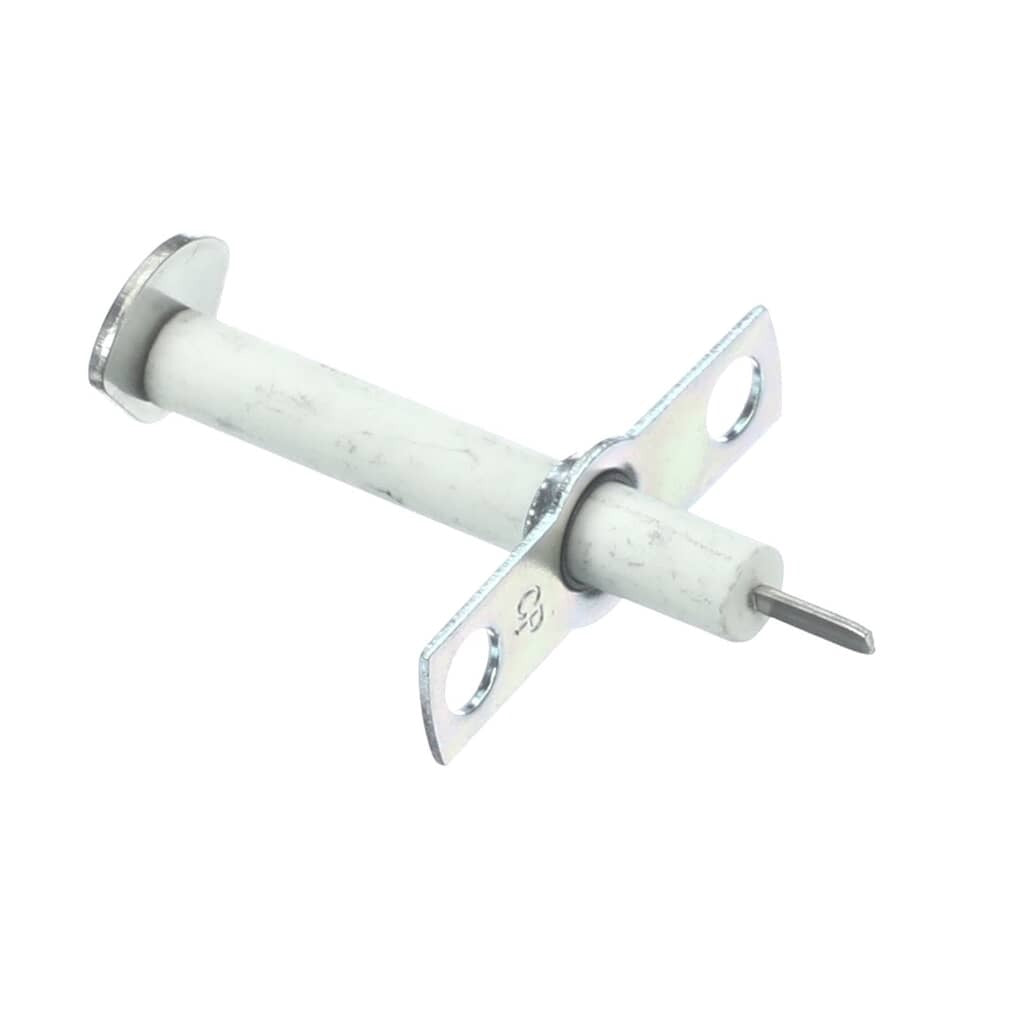 A white ceramic top ignitor with a metal mounting bracket viewed from the front.