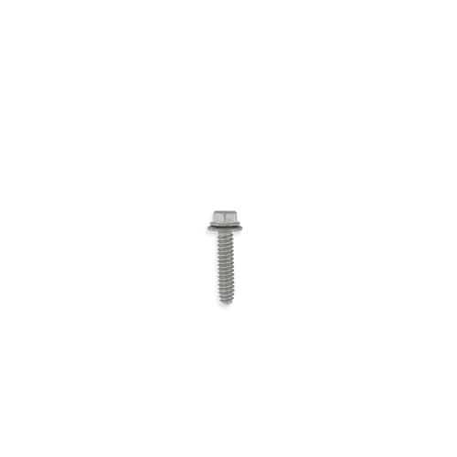Silver-colored 316540900 screw, showing the coarse threads and attached washer beneath the hex head, used for gas cooktop burner heads.