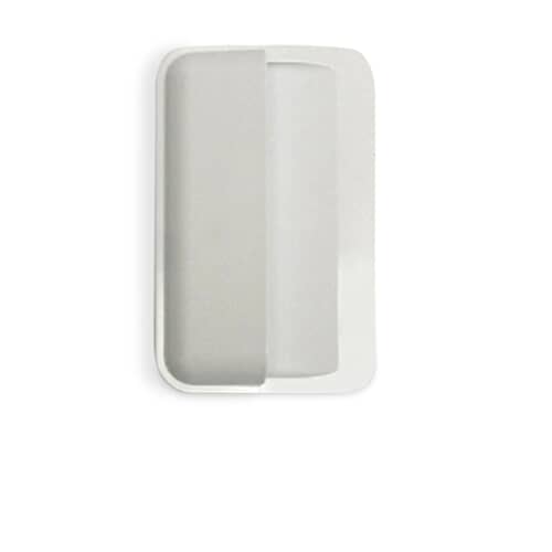 Top-down view of the white rectangular handle against a white background, showing the slightly recessed grip area.