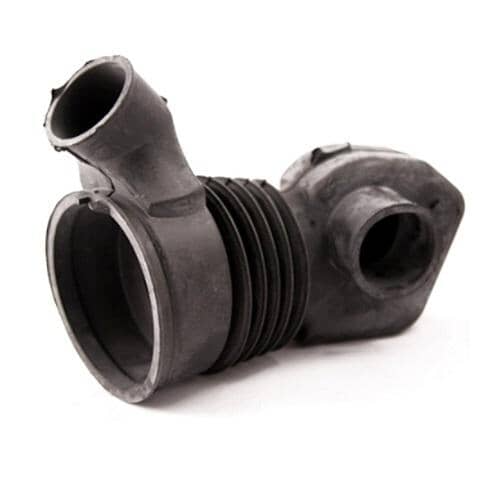 Side view of the Electrolux drain hose assembly, highlighting the flexible, accordion-style section meant for movement.