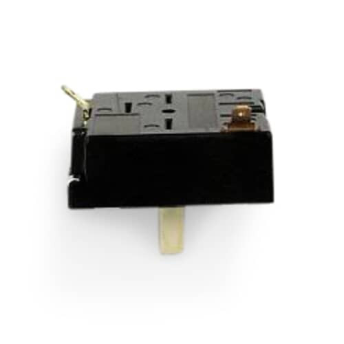 Close-up view of the black switch body detailing the various electrical connection points and spade terminals.