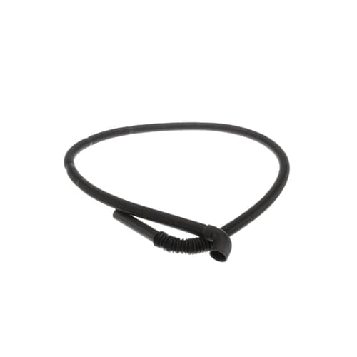 A simple view of the coiled black drain hose assembly.