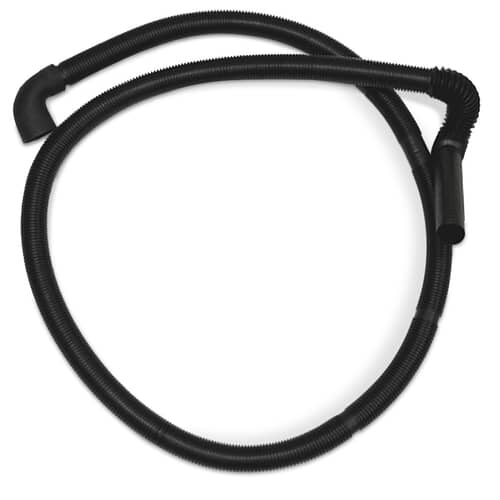 Black corrugated drain hose (134592700) showing the elbow connector and clamp.