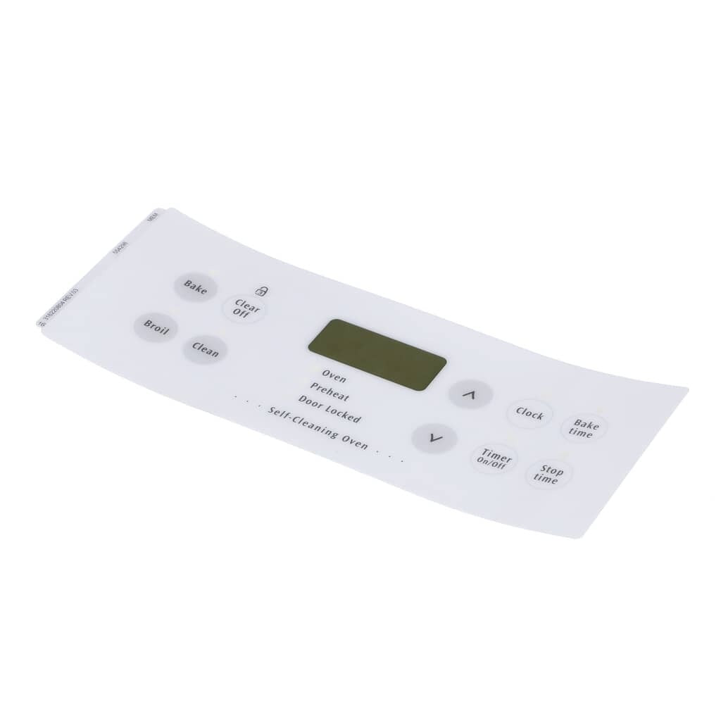 Front view of Electrolux 316220804 Overlay Clock White ES300 highlighting durable white finish and precise control labeling.