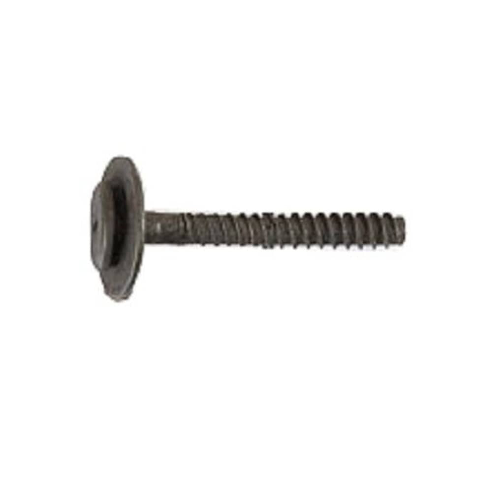 Angled view of the black wafer head self-tapping screw (316278700) for Frigidaire ranges.