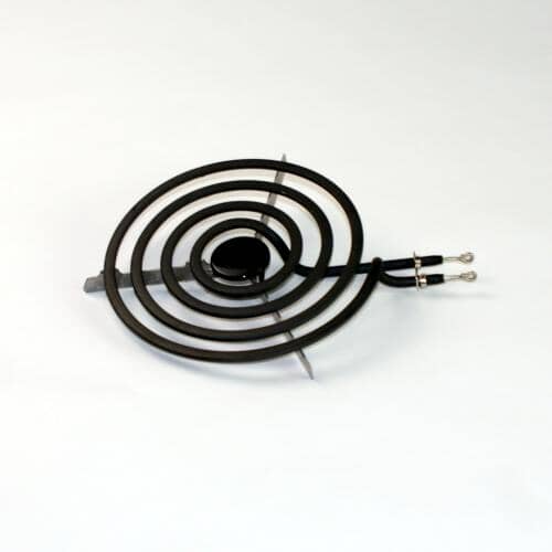 Electrolux 316442300 8-inch range heating element, a spiral coil design with central hub and terminal connectors, used for Frigidaire and Electrolux stovetops for efficient cooking heat distribution.