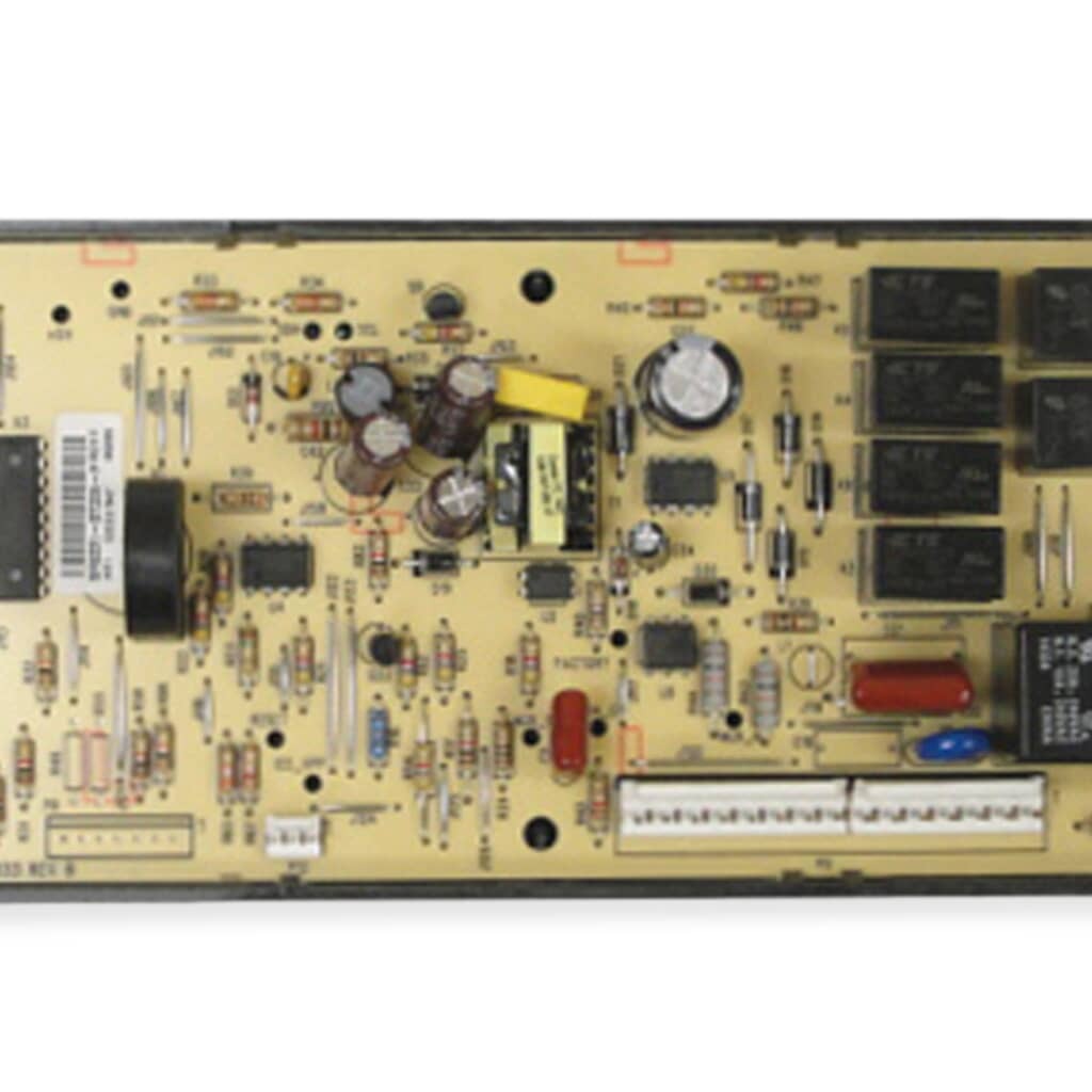 Back view of Electrolux 316557205 Clock/Timer Electronic ES340 showing high-quality circuit board components and wiring connectors.