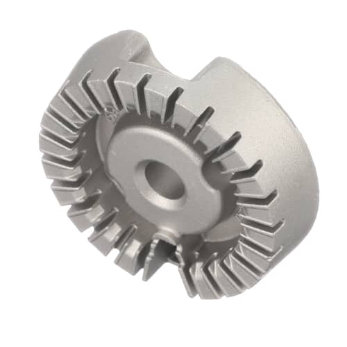 Close-up of the flame ports and mounting points on the OEM 316558300 sealed burner head.