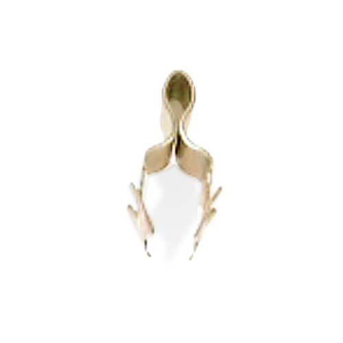 A top-down view of the metallic clip component against a white background, highlighting its molded structure.