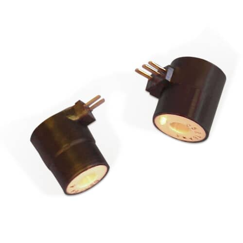 A pair of black, cylindrical gas valve solenoid coils with three-pin electrical connectors, shown at an angle on a white background.