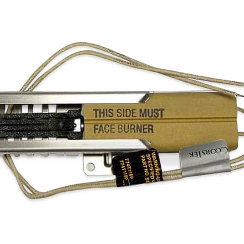 Alternate angled view of the 5303935067 oven ignitor showing the ceramic wire connectors.