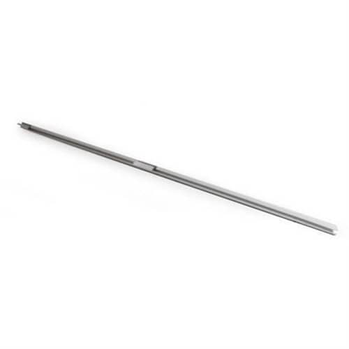 Angled view of Electrolux 240561502 refrigerator rear shelf trim showing mounting ends.
