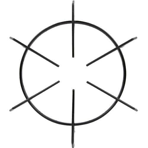 Top-down view of the black round burner grate 316055800 for Electrolux gas ranges.