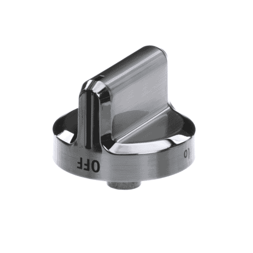 Close-up of the metallic finish and indicator line on the 316564509 control knob.