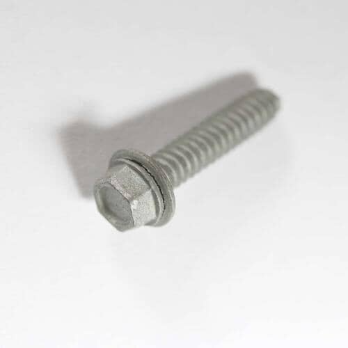 Frigidaire 316540900 metal burner mounting screw with a hexagonal head and integrated washer for securing the range surface burner.