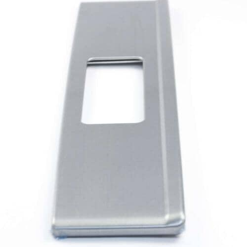 Brushed aluminum-style backguard panel 316572406 for Frigidaire ranges, showing the rectangular control cutout.