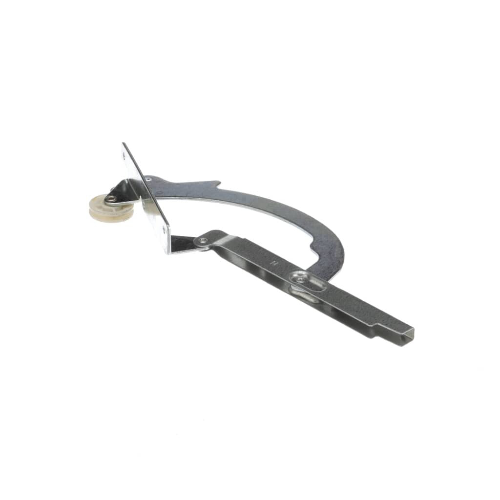 Close-up of GE 332345 Right Door Hinge showing mounting bracket and spring-loaded hinge mechanism.