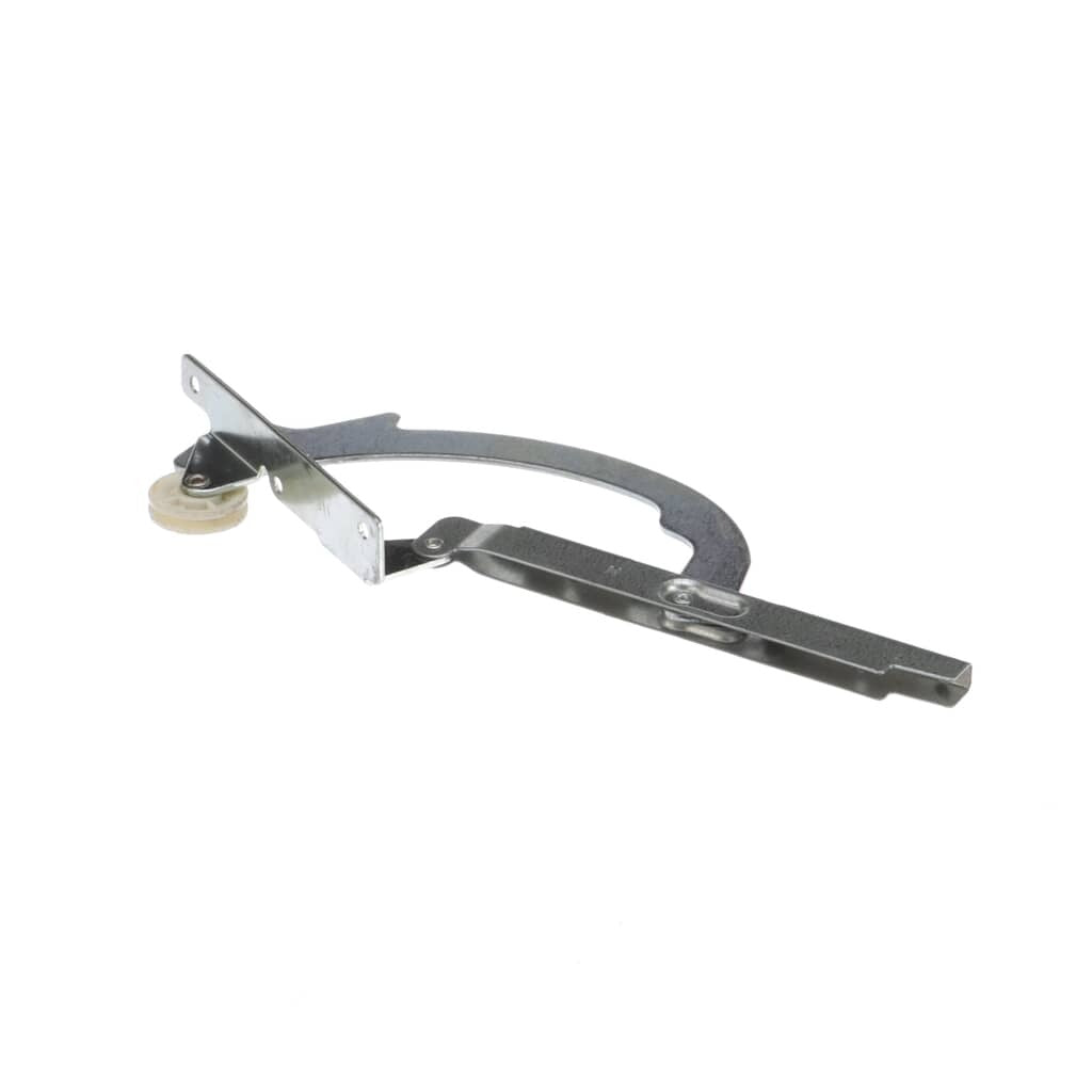 Side profile of GE 332345 Right Door Hinge illustrating hinge arm and pivot point design for smooth movement.