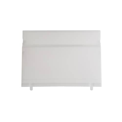 Angled view of the GE WB02X11024 OEM replacement light cover for over-the-range hoods.