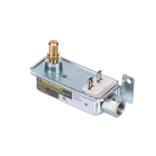 Rear view of the GE WB19K31 valve, highlighting the main gas inlet and mounting bracket.