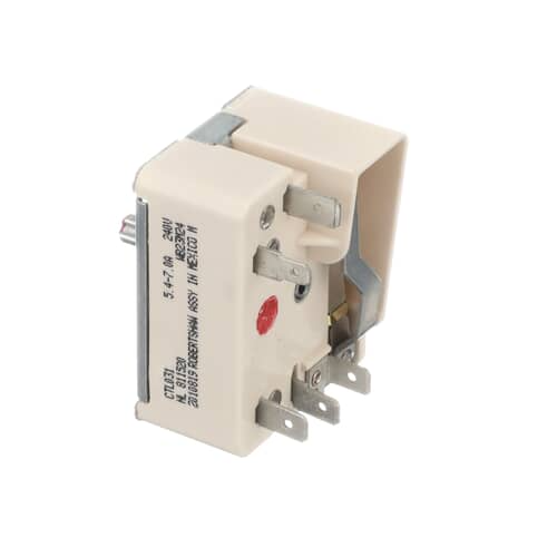 Angled view of the WB23M24 switch, showing the body and spade terminals.