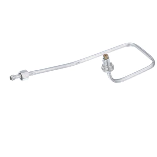 Detail of the manifold nut connection on the GE WB28K10190 range gas orifice holder.