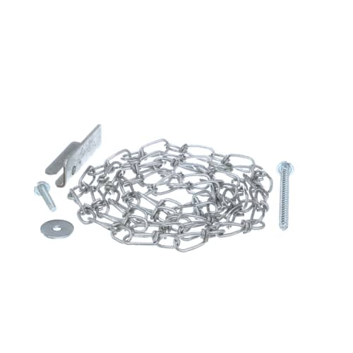 Close-up of the metal components in the WB2X7909 Anti-Tip Kit.