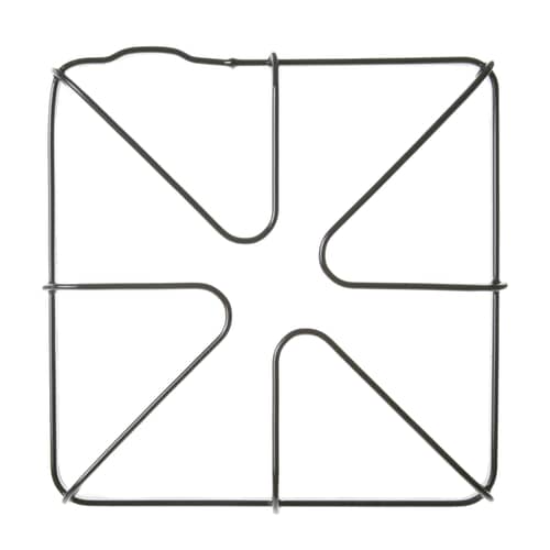 Overhead view of the square black metal wire cooktop grate WB31K10026.