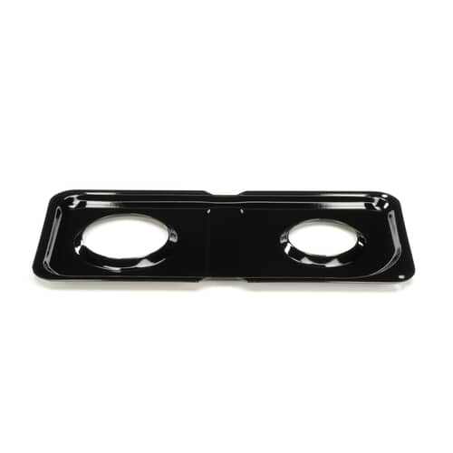 Angled view of the OEM replacement WB34K10009 right-hand double burner drip pan.
