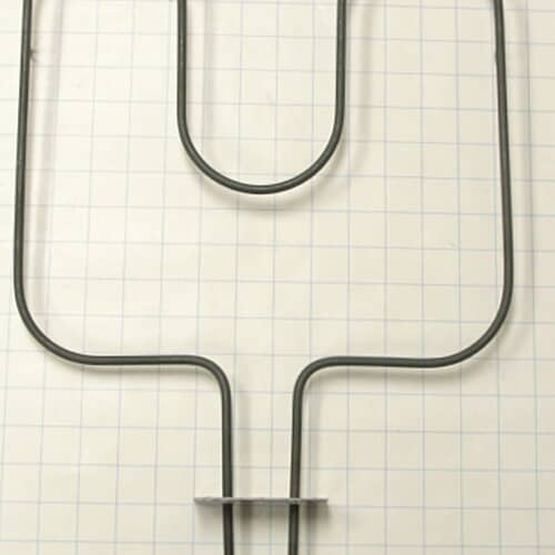 Detail of the heating coil shape of the GE WB44K5013 element on a grid background for size reference.