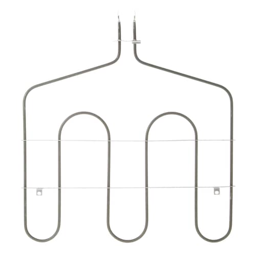 Top-down view of the WB44T10043 broil element showing the wide serpentine coil shape.