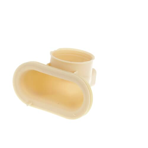 Angled view of the plastic WD12X10257 vent duct adapter for GE dishwasher