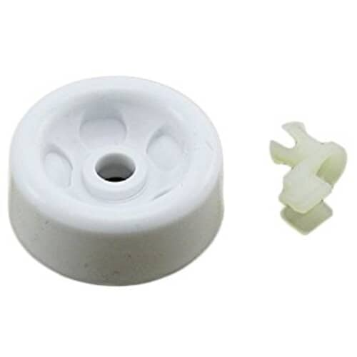 GE WD12X271 dishwasher roller wheel with a separate retaining clip