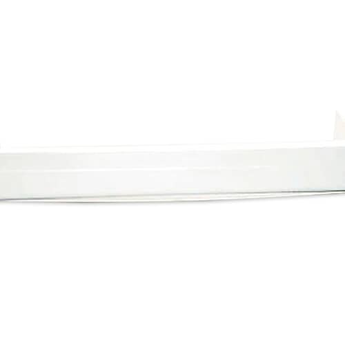 Top view crop of the white plastic shelf rail, showing the smooth, supportive top surface against a white background.