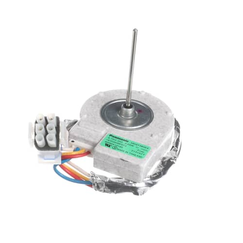 Top view of the motor housing against a white background, showing the mounting holes and the center shaft cap.