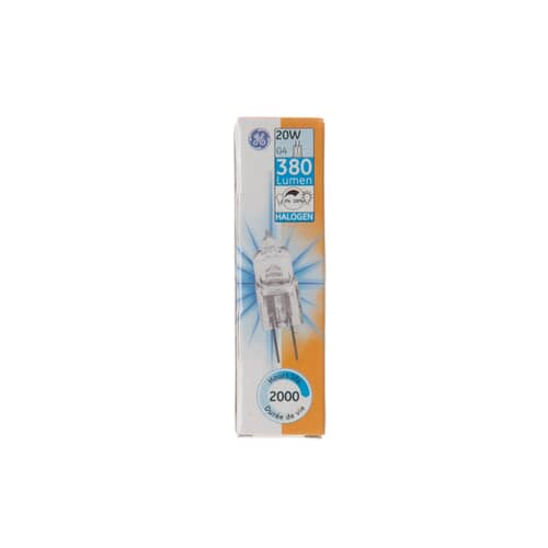 Side view of the small glass halogen light bulb.