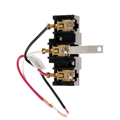 GE WB17X5095 three-post power terminal block kit, showing included screws and wire nuts.
