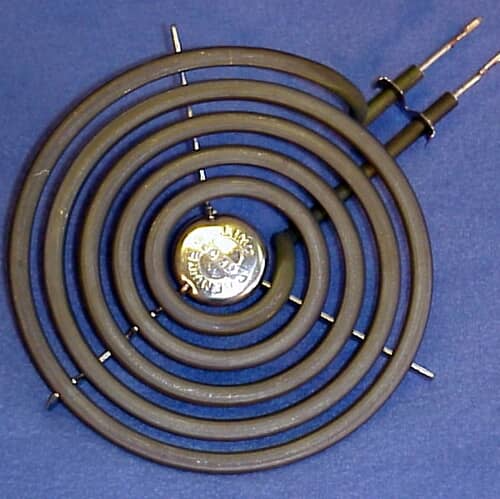 Side view of the GE WB30M1 6" Surface Element highlighting the coil and wiring terminals.