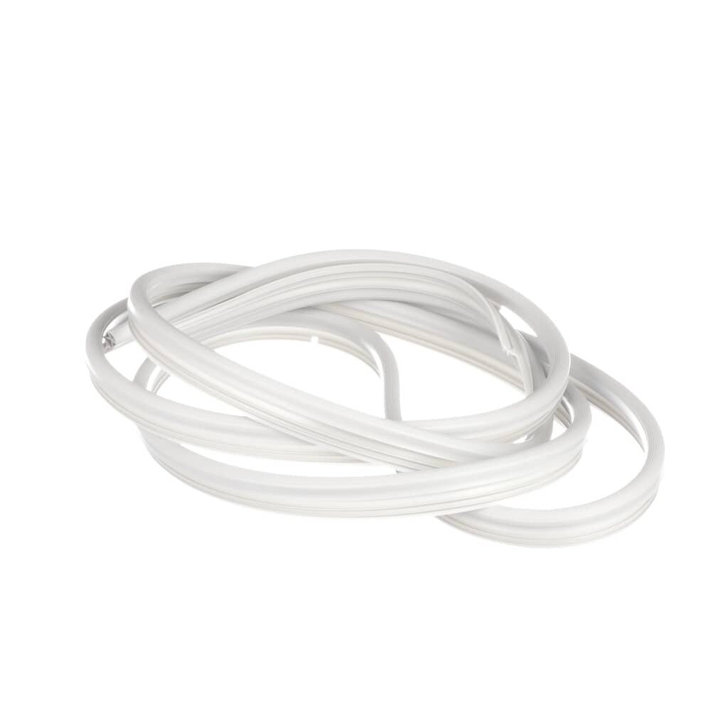 The WD08X10057 OEM dishwasher door gasket, neatly coiled on a white background for a clean product view.