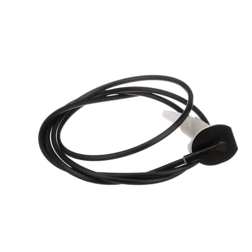 Coiled GE WR17X11168 refrigerator water tube and grommet assembly with secure black and white fittings.