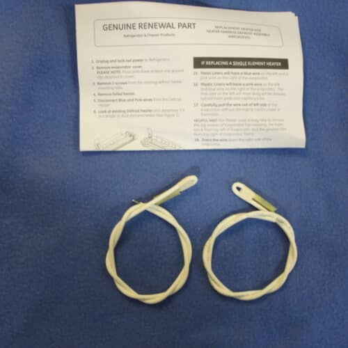 Genuine GE WR51X10101 refrigerator defrost heater and harness kit including wires, clips, and installation instructions.