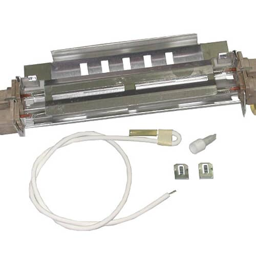 GE WR51X10101 OEM refrigerator defrost heater assembly with harness, terminals, and mounting hardware for efficient frost removal.