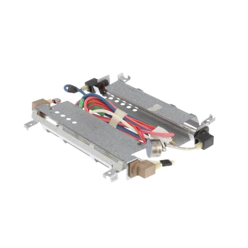 Side view of GE WR51X442 refrigerator defrost heater and harness assembly for preventing frost buildup on coils.