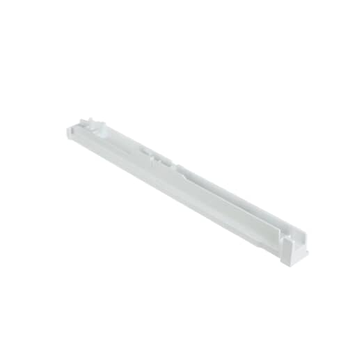Angled view of GE WR72X240 refrigerator right-side crisper rail for supporting lower drawer.