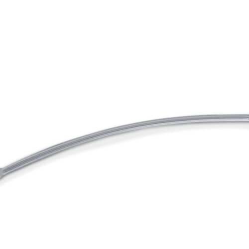 A thin, metallic gray sensor bar slightly curved against a pure white background.