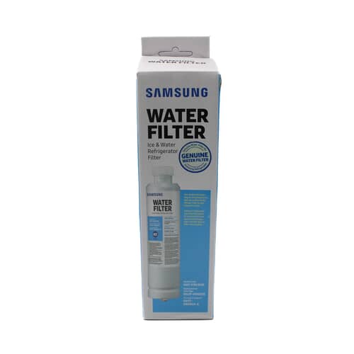 Angled view of the water filter box, displaying the Everydrop logo and the "GENUINE WATER FILTER" seal.