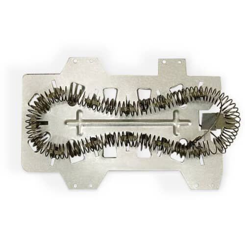 Top-down view of the heating element coils laid out in an 'S' pattern across the mounting plate on a white background.